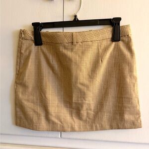 H&M Beige Checkered Mini Skirt